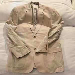 Perry Ellis Men’s Beige Linen-Blend Classic Fit Blazer 42 Regular